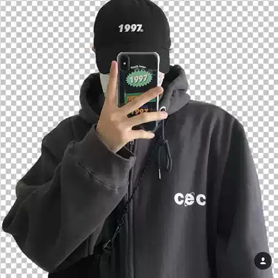 INSstudios Korean ins trend retro homemade autumn winter print plus velvet zipper sweater jacket for men and women