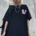 Xu hướng mùa hè của INSstudios in phim hoạt hình khảm retro Hàn Quốc ngắn tay áo thun trẻ em nam nữ - Áo phông ngắn Áo phông ngắn