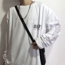 INSstudios 2021 Korea ins retro trendy sleeves letter printed round collar long sleeve T-shirt male and female