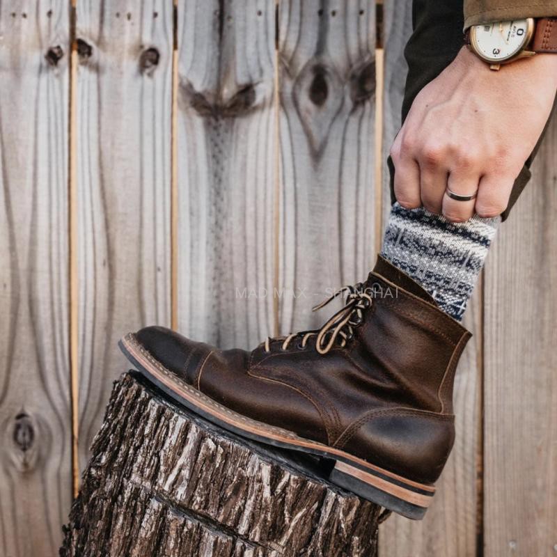 () WHITES BOOTS HORWEEN OIL WAX LEATHER TEA CORE TOOLING BOOTS