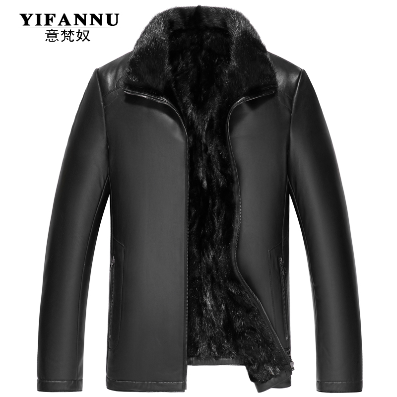 Henning Cotton Parchment Leather Leather Clothing Men's Water Mink Liner Leather Overcomes Leather Hair One Jacket Turd Collar Jacket Male Thickness