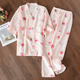 Womens đồ ngủ cotton mùa xuân và mùa thu bông đôi gạc tay áo dép dép phù hợp với Nhật Bản kimono mỏng.