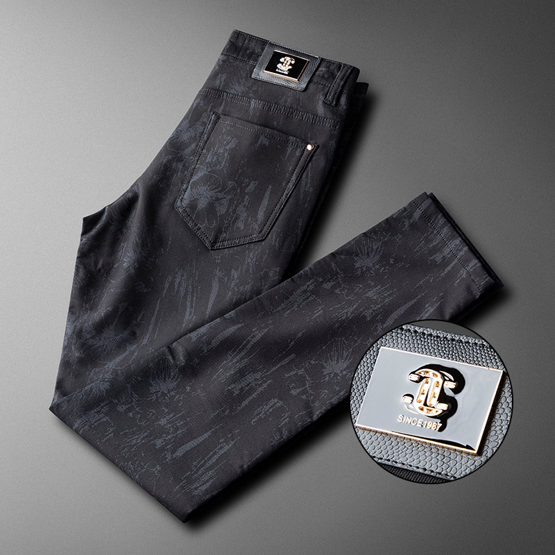 Break Code Clear Cabin Spring Fall Casual Pants Men's Body Fashion Quality Handsome Men's Business Printed Pants Men's Feet