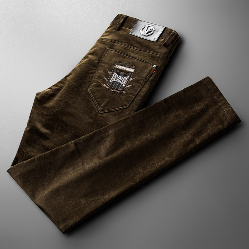 Decoded code clearance quality winter thick brown casual pants men practice men's flat cordux pants