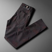 Break Code Clear Cabin Jack Duff Autumn Winter Casual Pants Mens Body Elastic Men Dark Tattoo Mixed Color Printed Pants Men