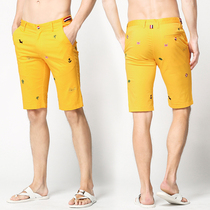 Break Code Clear Cabin Special Price Yellow Shorts Male Summer Thin boomers Embroidery Beach 50% Pants Male color printing