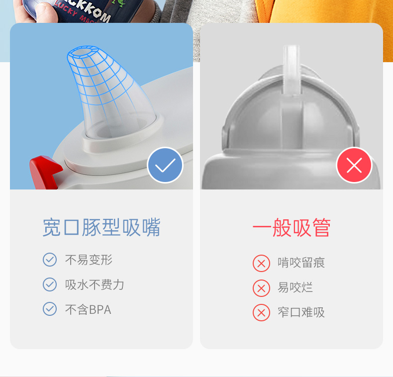 奥迪双钻 316不锈钢 儿童保温杯 670ml 专利吸嘴 图10