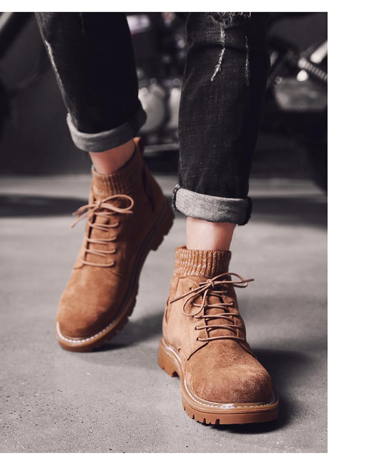 Winter Martin giày nam cao cổ nam để giữ ấm trong đôi giày nam phiên bản Hàn Quốc của xu hướng dụng cụ ủng mùa thu giày boot nam đế cao