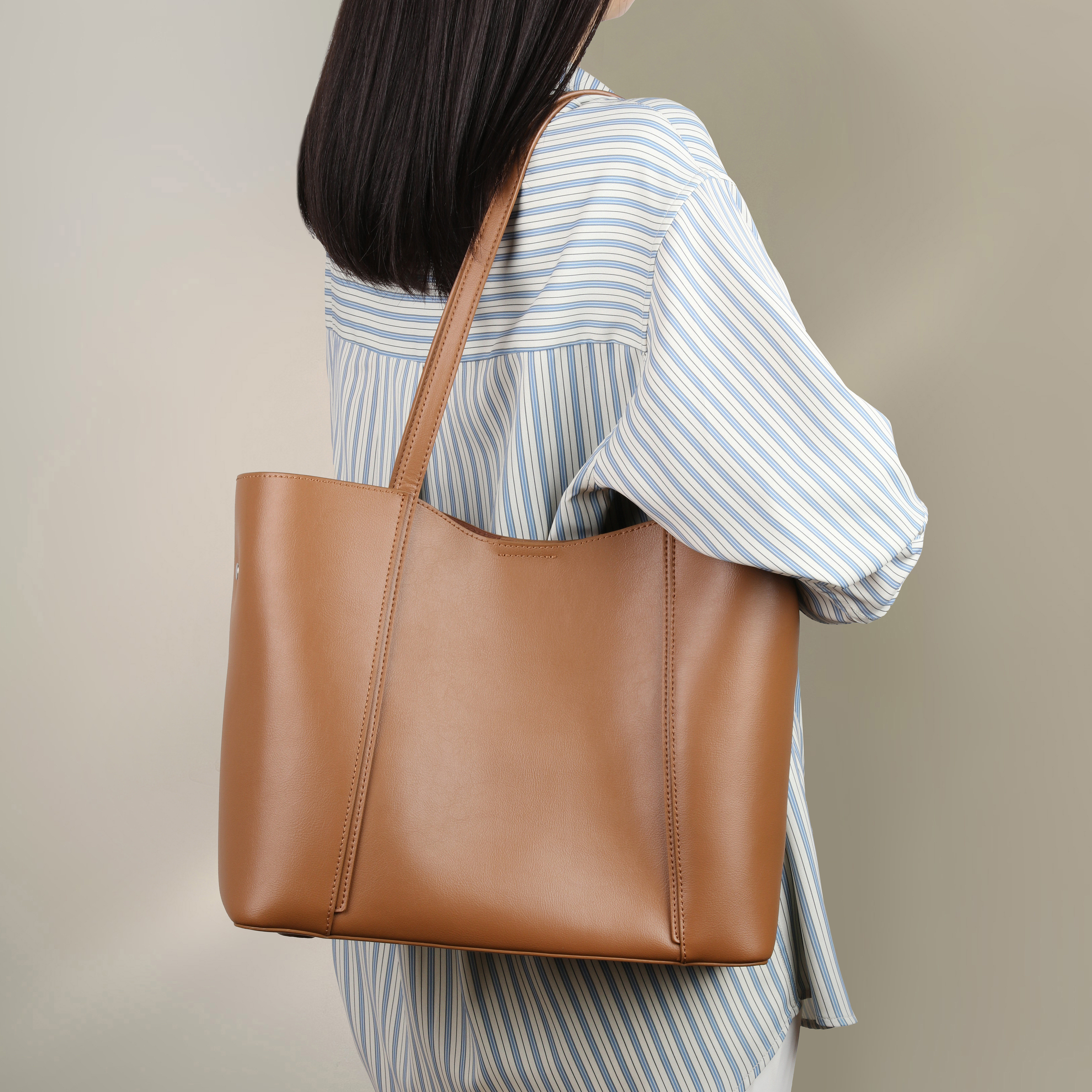 CALYPSO Genuine Leather Tote Bag for Women, 2026 Large-Capacity Work Commuter Laptop Shoulder Handbag - Thumbnail 2