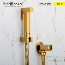 Body cleaner Toilet spray gun Toilet flusher Companion shower head Full copper titanium gold angle valve set