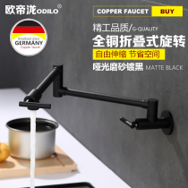 All-copper kitchen faucet Single cold-in-wall folding rotating sink sink Sink faucet Matte Black