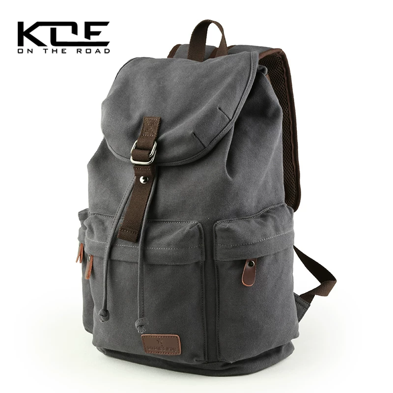 Men's modern canvas backpack, lightweight commuter backpack, 15-inch computer compartment, water-repellent