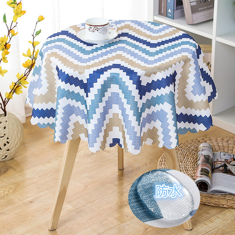 Round table tablecloth Waterproof leave-in wash anti-hot small round table round household table cloth Plastic coffee table tablecloth