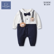 Childrens clothing autumn and winter New baby Siamese romper handsome infant pa fu Gentleman Full Moon dresses plus Velvet