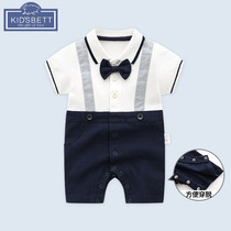 Baby summer clothes ha clothes climbing clothes baby clothes thin summer boys gentleman full moon short sleeve jumpsuit