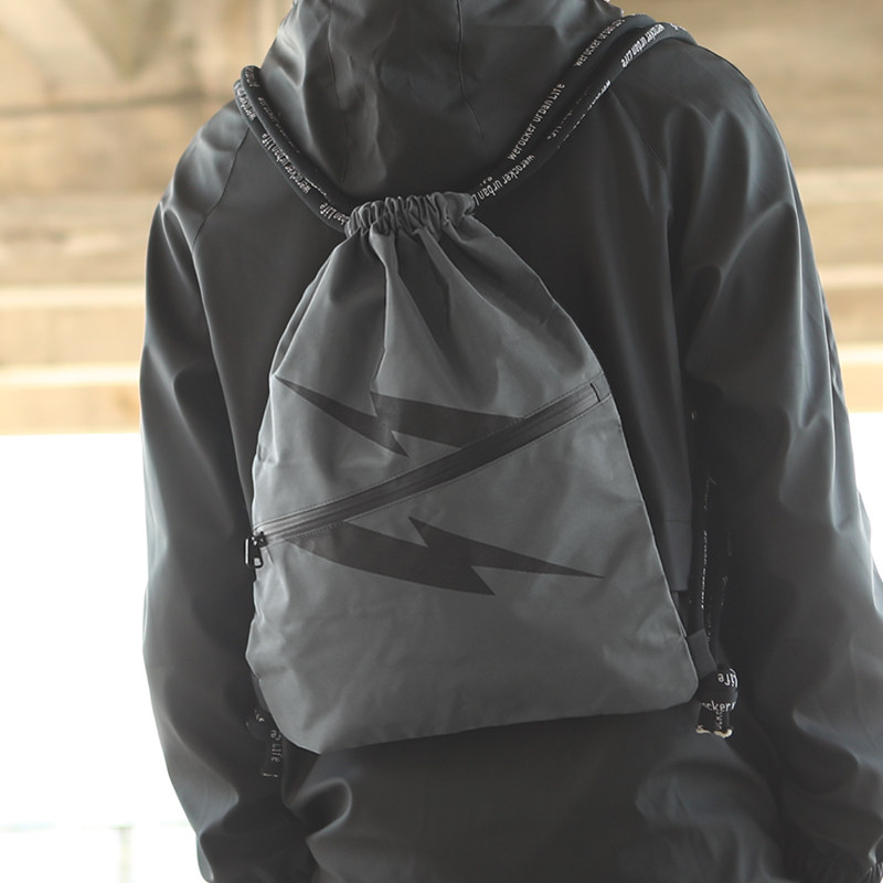 Tidal Beam Bunches Pocket Men Draw Rope Double Shoulder Sports Fitness Riding School Bag Easy Swim Sports Students Training Small-Shoulders Bag