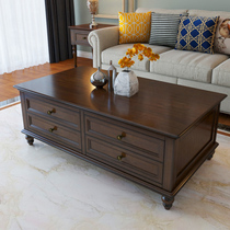 American countryside pure solid wood minimalist tea table small family style living room retro made of old TV cabinet Composition white wax wood furniture