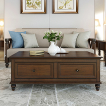 American Countryside Brief Total Solid Wood Tea Table Combined White Wax Wood Small Family Type Retro Make Old Rectangular Pure Logs