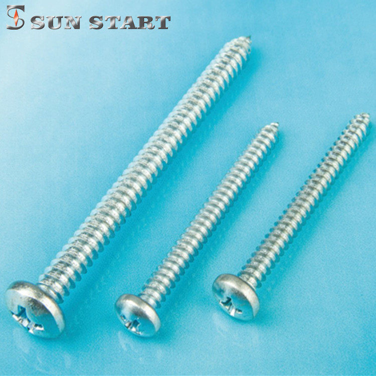 DIN7981 disc head cross shaped composite slot self-tapping screws iron sheet screws 4 2x32 blue white zinc