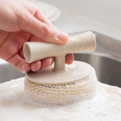 Flat-shaped short-handled cleaning brush kitchen cleaning gadget bamboo fiber cleaning brush household stove sink cleaning brush