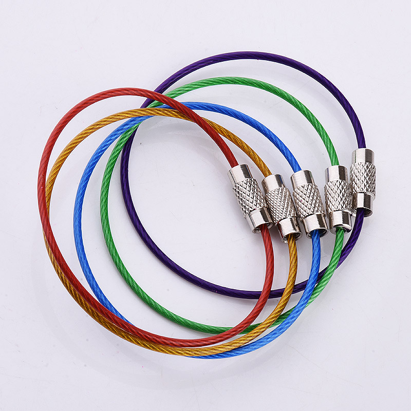 Rainbow Wire Coil Key Buckle Pendant steel wire rope Key ring stainless steel multipurpose steel wire hanging buckle steel wire buckle