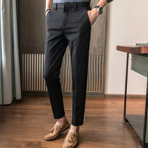 Spring and autumn mens trousers casual yuppie small feet long pants mens Korean version of slim trend Joker British style pants