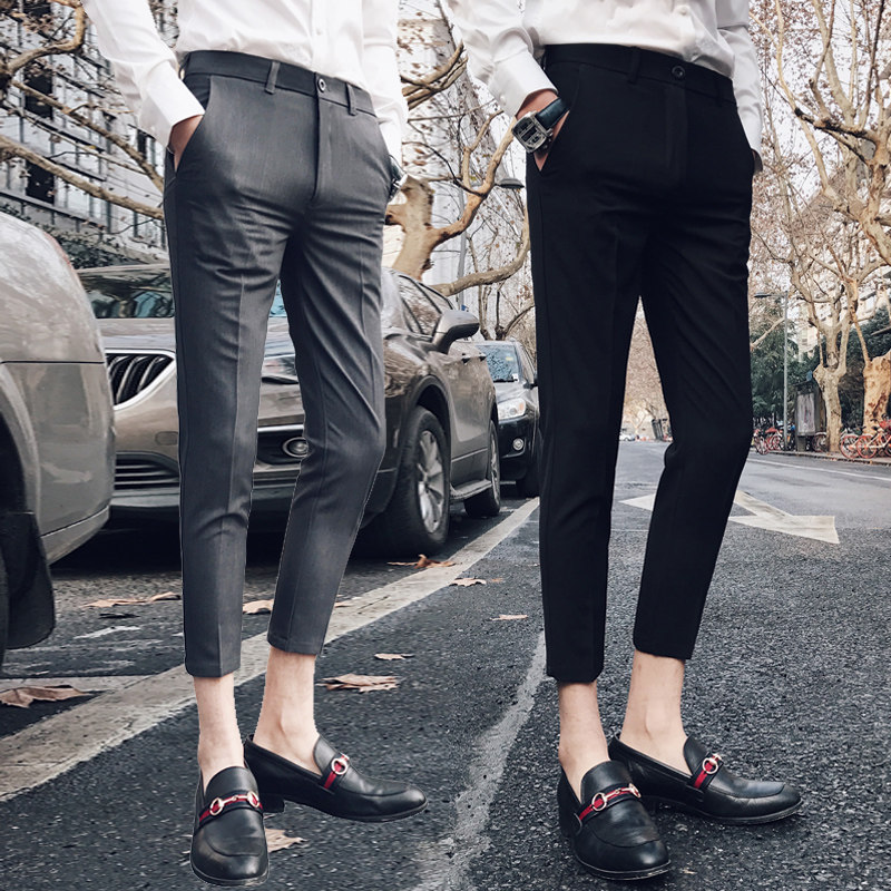 90% pants men's body suit small foot Korean version trendy 100 hitch casual suit pants man little western pants slim fit summer