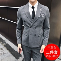 Два серого двух -купюрного набора (костюм+брюки) двойной свежие