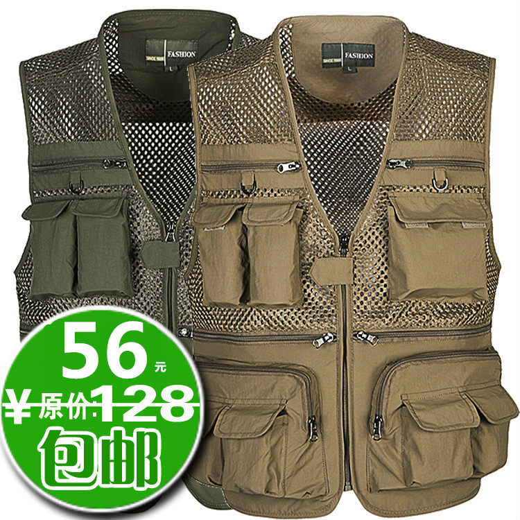 ハイキング、速乾性、カジュアルウェア、マルチポケット機能、メンズ写真撮影、釣り用ベスト、ショルダーバッグに最適な夏用薄手メッシュベスト