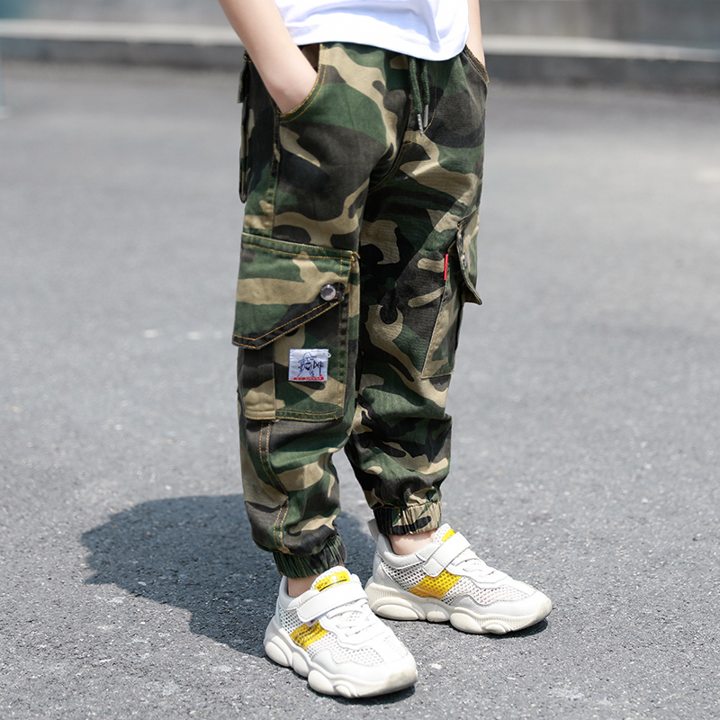 Boys autumn pants children's camouflage pants overalls 2021 Spring and Autumn style foreign school children casual pants tide