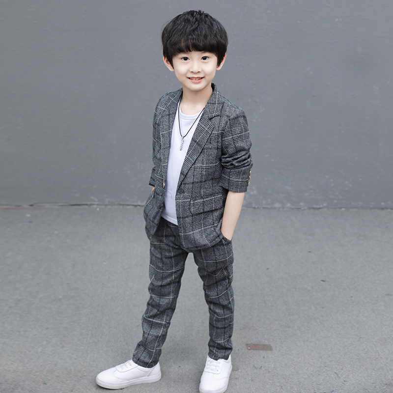 Boy suit spring and autumn suit 2021 new spring dress foreign school children handsome boy Korean version of children's clothing suit tide