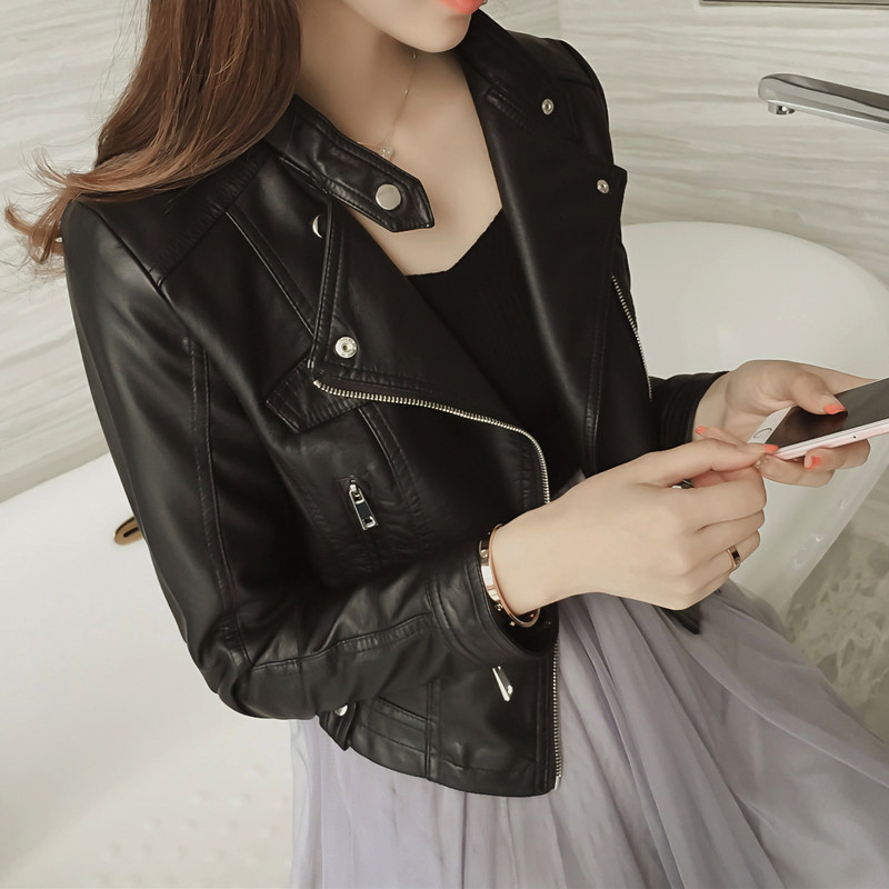 A秋冬季韩版新款机车服小皮衣女短款pu皮外套修身夹克显瘦8307