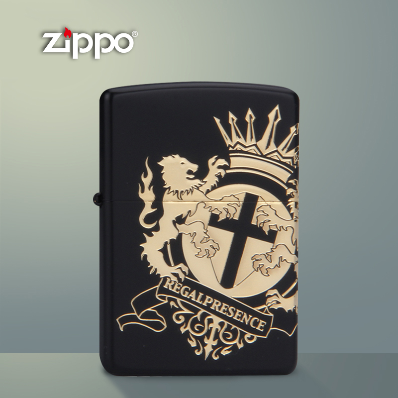 Original wind-proof zippo lighter genuine dumb paint king style of men Lion zbt-3-12a