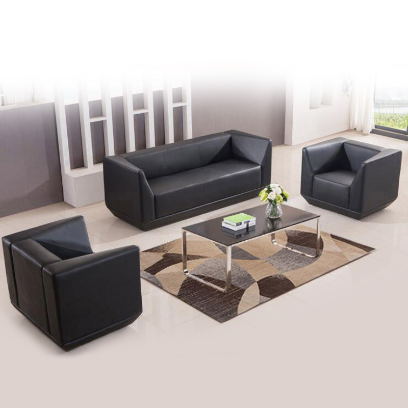 Guangzhou Desk Office Sofa Business Real Leather Sofa Three Office Sofa Tea Table Combined Cow Leather Sofas