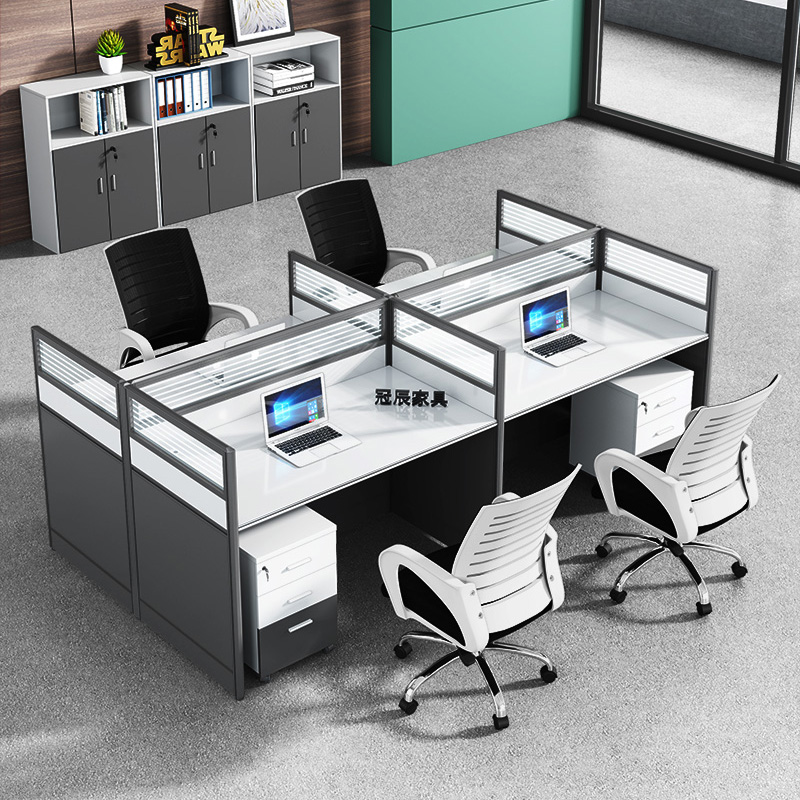 Staff desk 4-person king-shaped four-person office desk and chair combination 6-person screen station card base staff desk