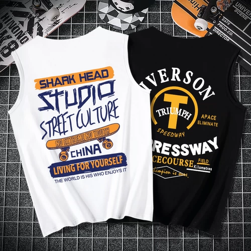 Летний баскетбольный жилет, мужская спортивная футболка для спортзала без рукавов, в американском стиле, свободный крой