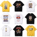 Летняя хлопковая трендовая футболка с коротким рукавом для влюбленных, в американском стиле, свободный крой