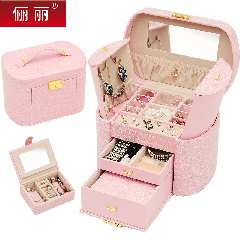 Livery Creative Oval first decorated box Female containing box Multilayer Ornament Necklace Jewelry Cartridge Lock Wedding Wedding Gift