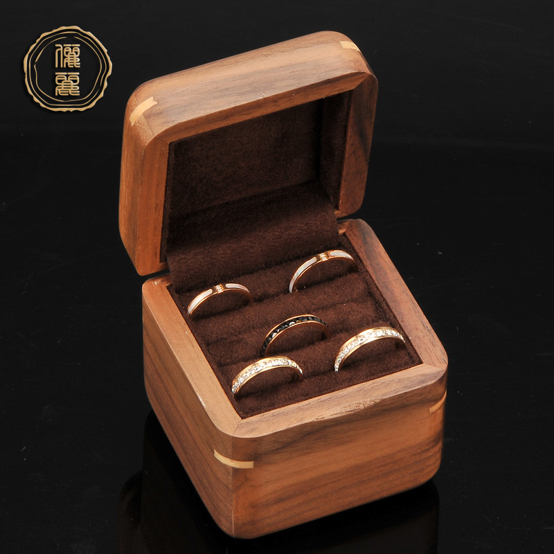 Lili New Black Walnut Jewelry Box Pure Solid Wood Ring Ear Needle Cuff Storage Box Jewelry Box Wedding Gift
