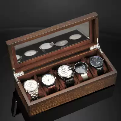 Lili watch box Retro watch box storage box Simple wooden household five-meter portable mechanical watch box