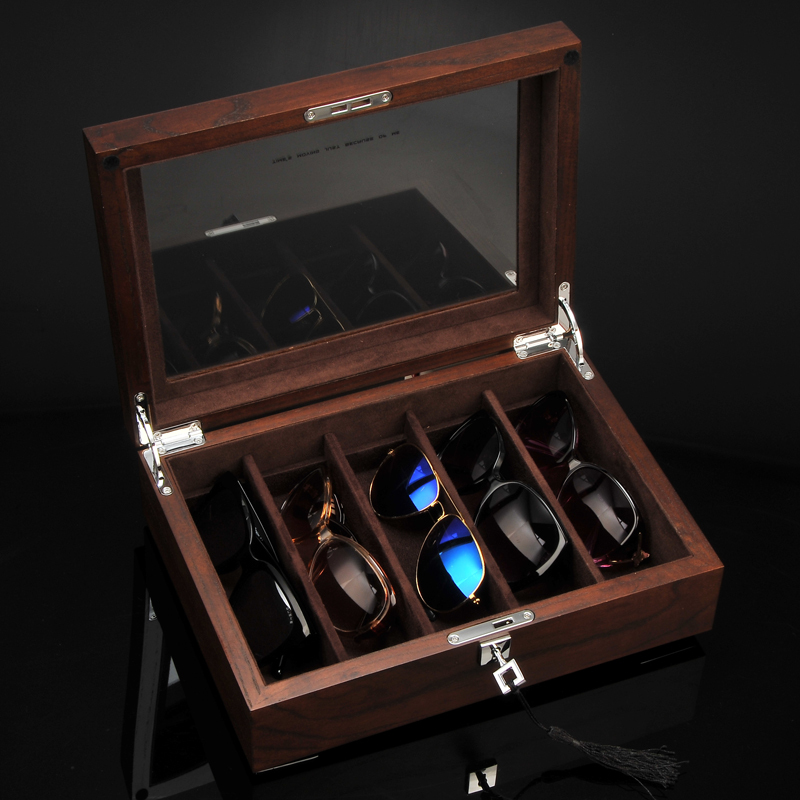 Lili Elm Wood Pure Solid Wood Glasses Case Sunglasses Storage Box Gold Bar Collection Box Walnut Jewelry Collection Box