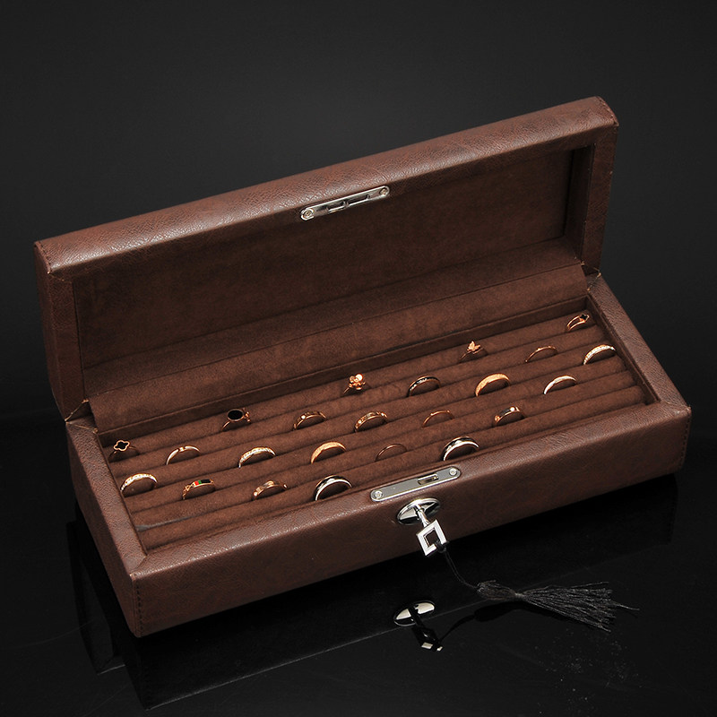 Lady Liam Leather Pattern PU Ring Containing Box Ear Pin Case Cuff box Cortical Jewelry Containing Box Ornament Cartridge Lock