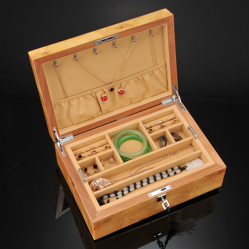 Yuli crystal piano paint wood double-layer jewelry box storage box jewelry box jewelry collection box with lock