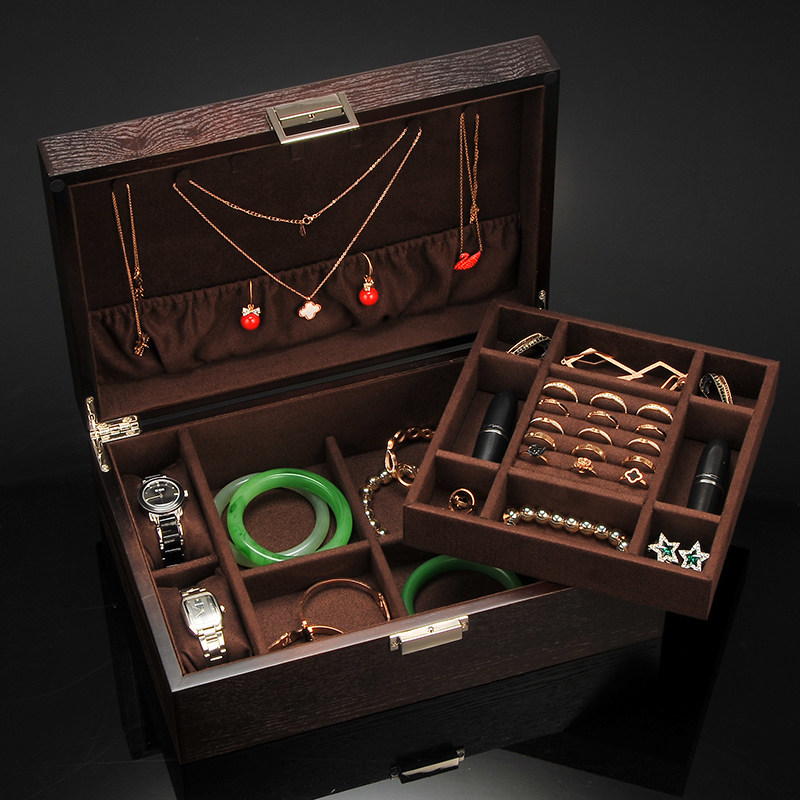 Li Li wooden jewelry box Chinese ancient style Chinese style large capacity bracelet necklace Hand jewelry storage box