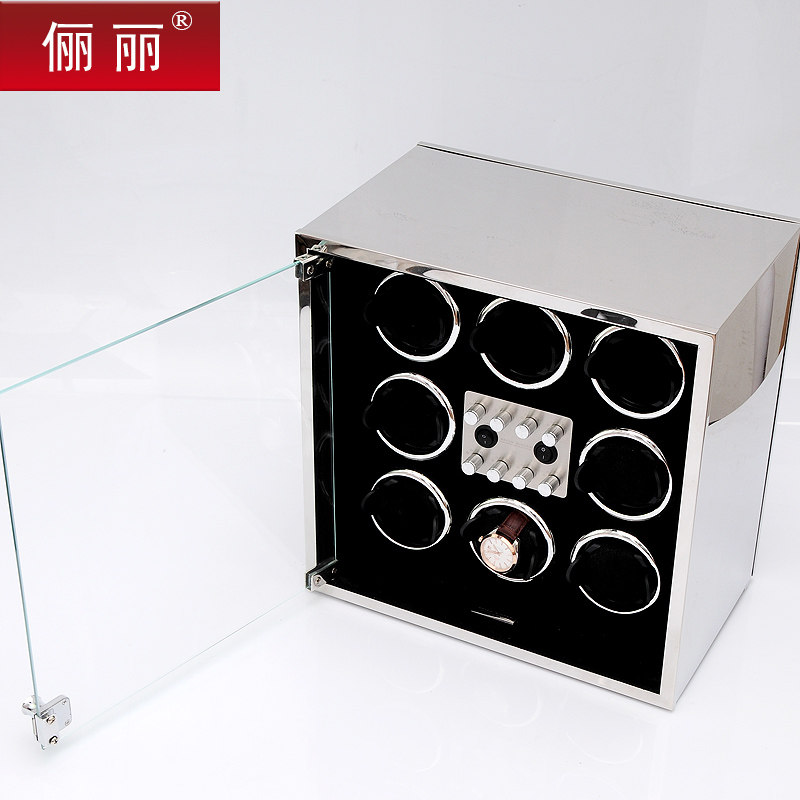 Livery flagship upper chain box rocking meter box stainless steel burglar-proof lock handwatch box Self-motive Mechanical Watch Professional Swivel Case