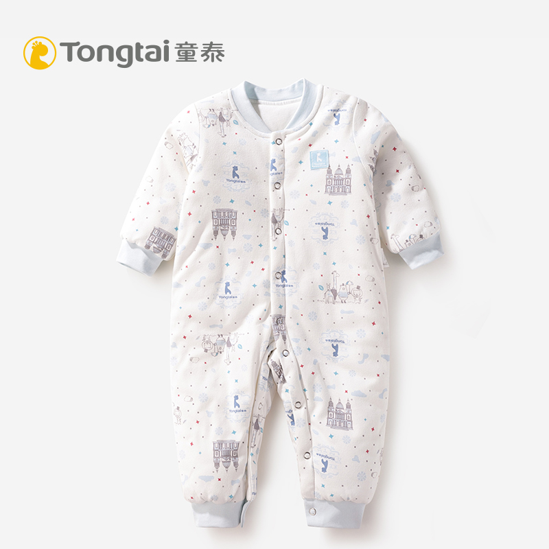 Child Thai Baby Cotton Khaclothes Autumn Winter Full Cotton Pair Open Collar Closed Crotch Warm Grip Cotton Sweaters Cotton Climbing Clothes