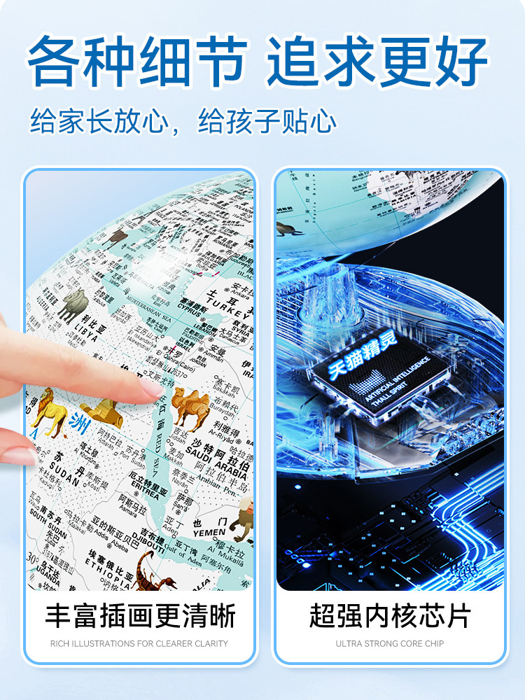 Tmall Genie Globe Children's Educational Talking Table Lamp Gemini Macaron Ar Glowing 3D Floating Pink Light Girl Boy Birthday Gift Ai Smart Night Light Ornament