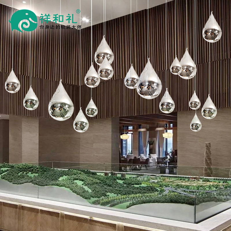 Light Extravagant Plated Drop Air Hanging Accessories Hanging Accessories Hotel Mall Ceiling Creative Hanging Accessories Artwork Decorations