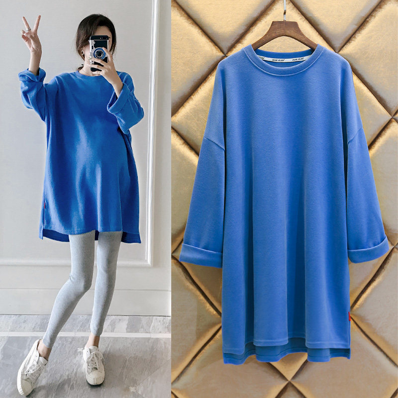 Maternity Spring 2022 New Spring Maternity Sweatshirt Medium Long Spring Loose Plus Size Women's Spring And Autumn Top