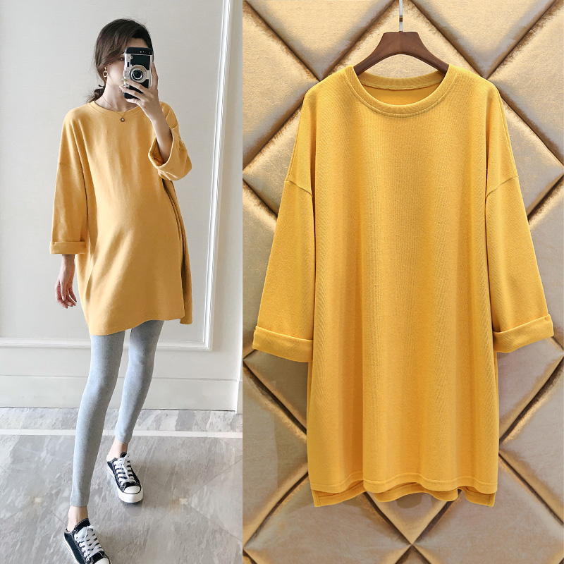 Maternity Spring Wear 2022 New Loose Korean Edition Maternity Sweatshirt Medium Long Style Women's Spring And Autumn Long Sleeve Top Set Spring